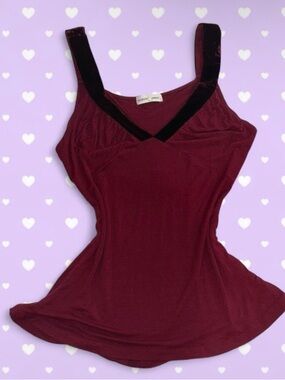 Rebecca Beeson Burgundy Velvet Tank Top